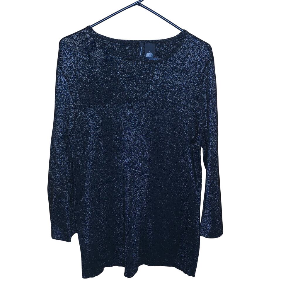 New Directions Shimmery Keyhole Holiday Top Shirt XL